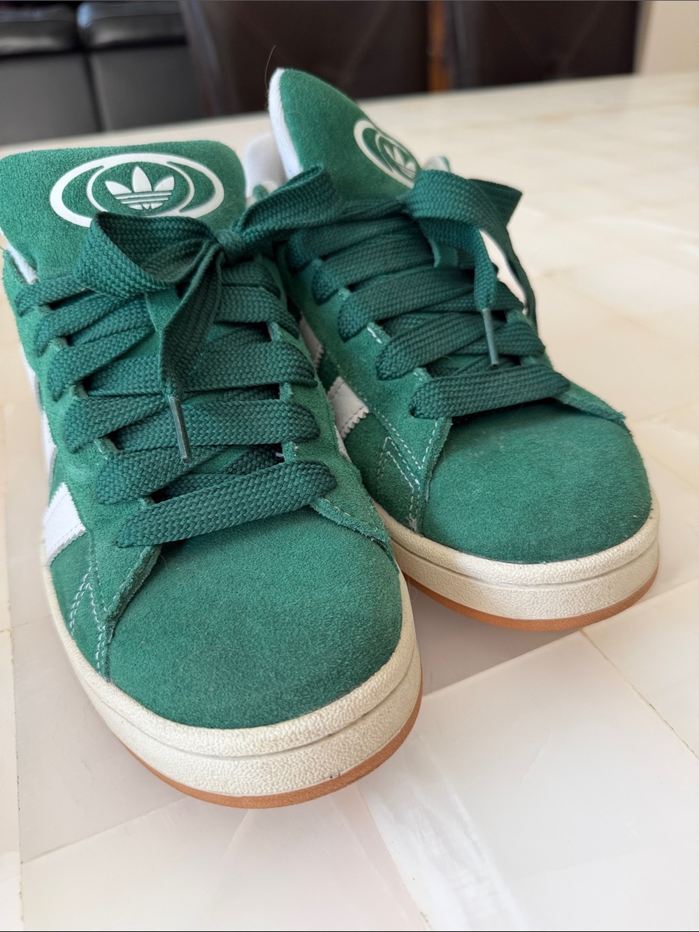 adidas Green Suede Sneakers with White Accents